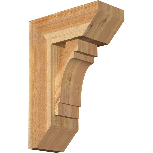 Ekena Millwork Merced Slat Rough Sawn Bracket w/ Offset Brace, Western Red Cedar, 8"W x 18"D x 26"H BKT0806X18X26MRC06RWR - main